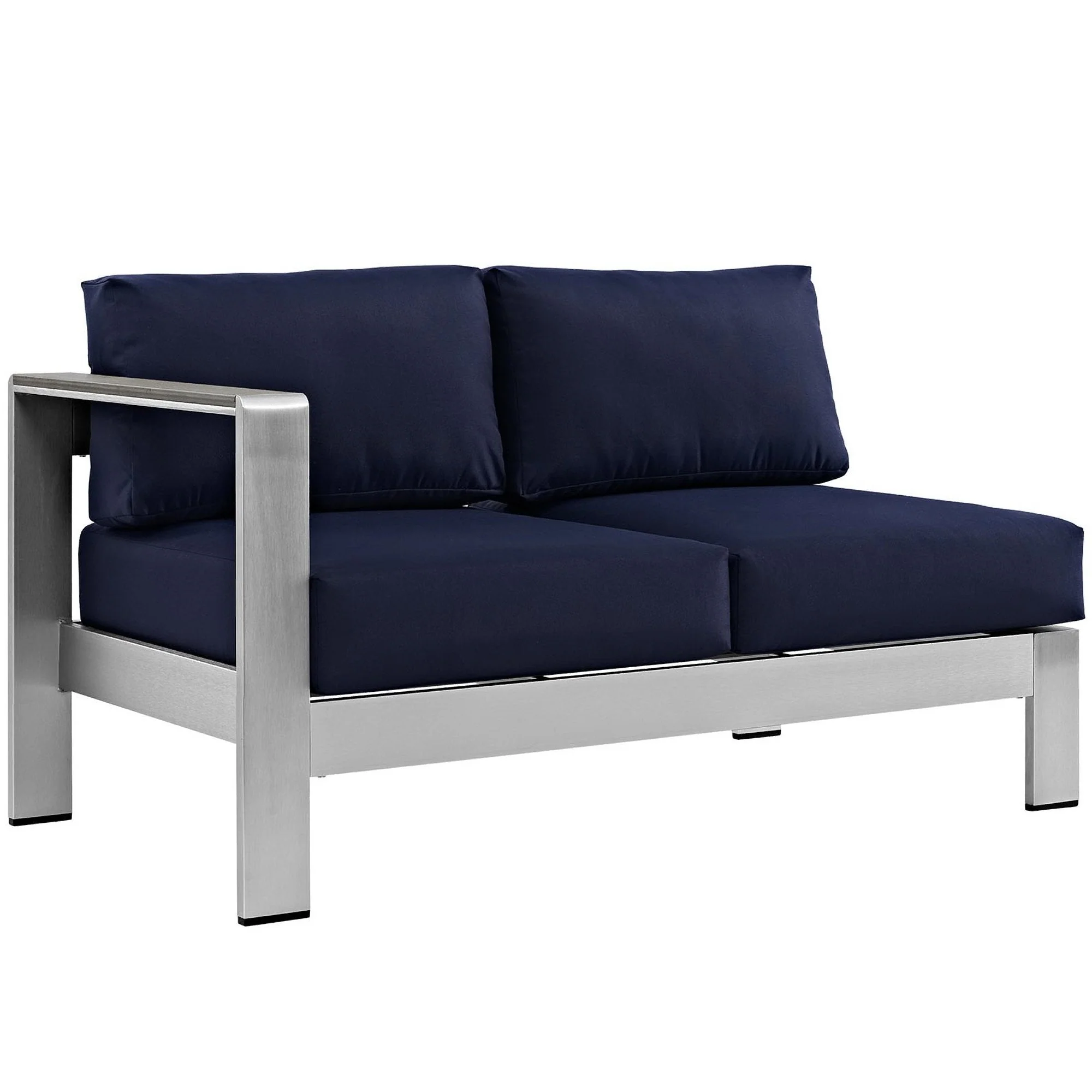 6-Piece Silver Navy Aluminum Outdoor Patio Sectional Sofa Set - Image 2