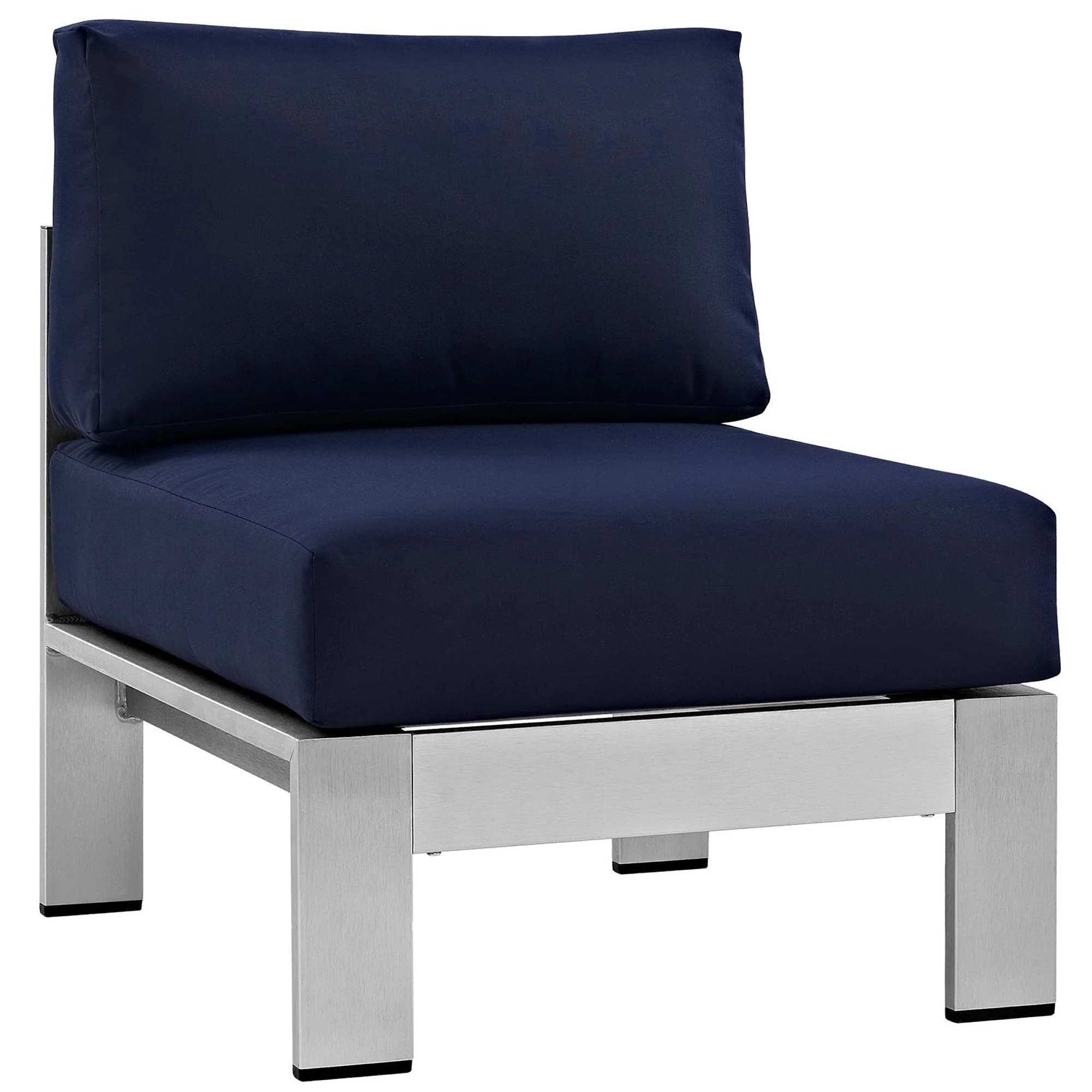 6-Piece Silver Navy Aluminum Outdoor Patio Sectional Sofa Set - Image 4