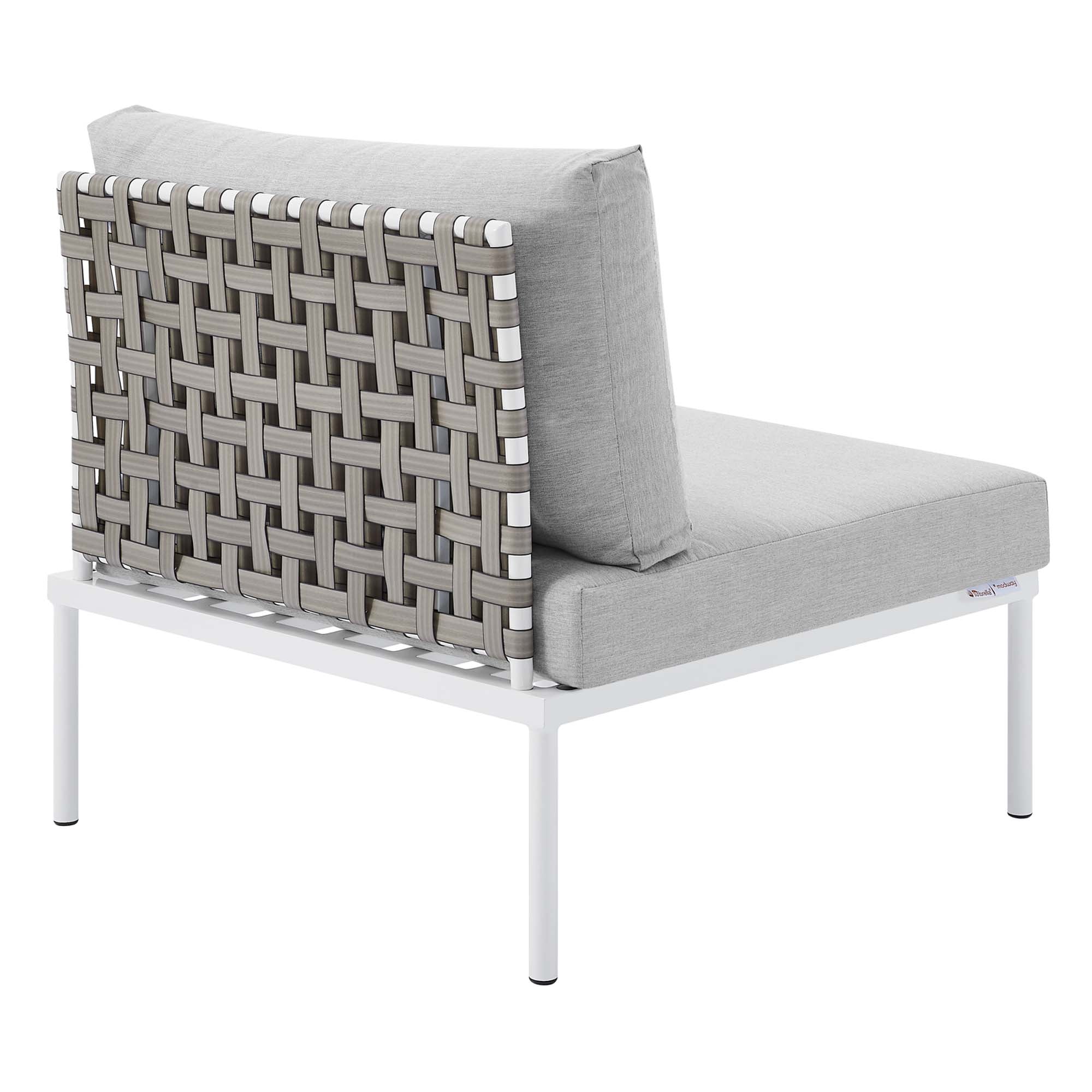 6-Piece Tan Gray Aluminum Outdoor Sectional Sofa Set with Sunbrella Fabric and Basket Weave Accents - Image 10