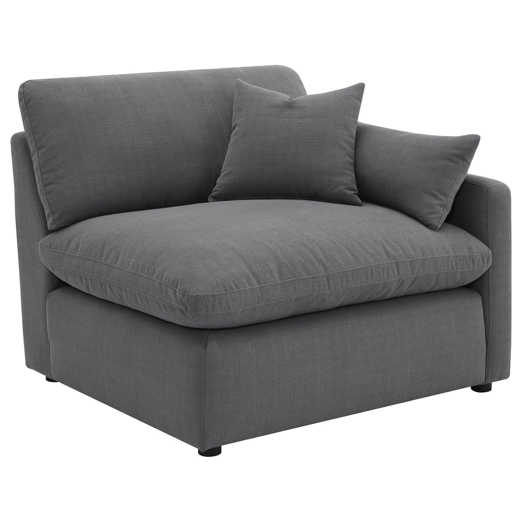 6 Piece Upholstered Modular Sectional Sofa With Reversible Cushions And Ottoman - Charcoal - Image 5