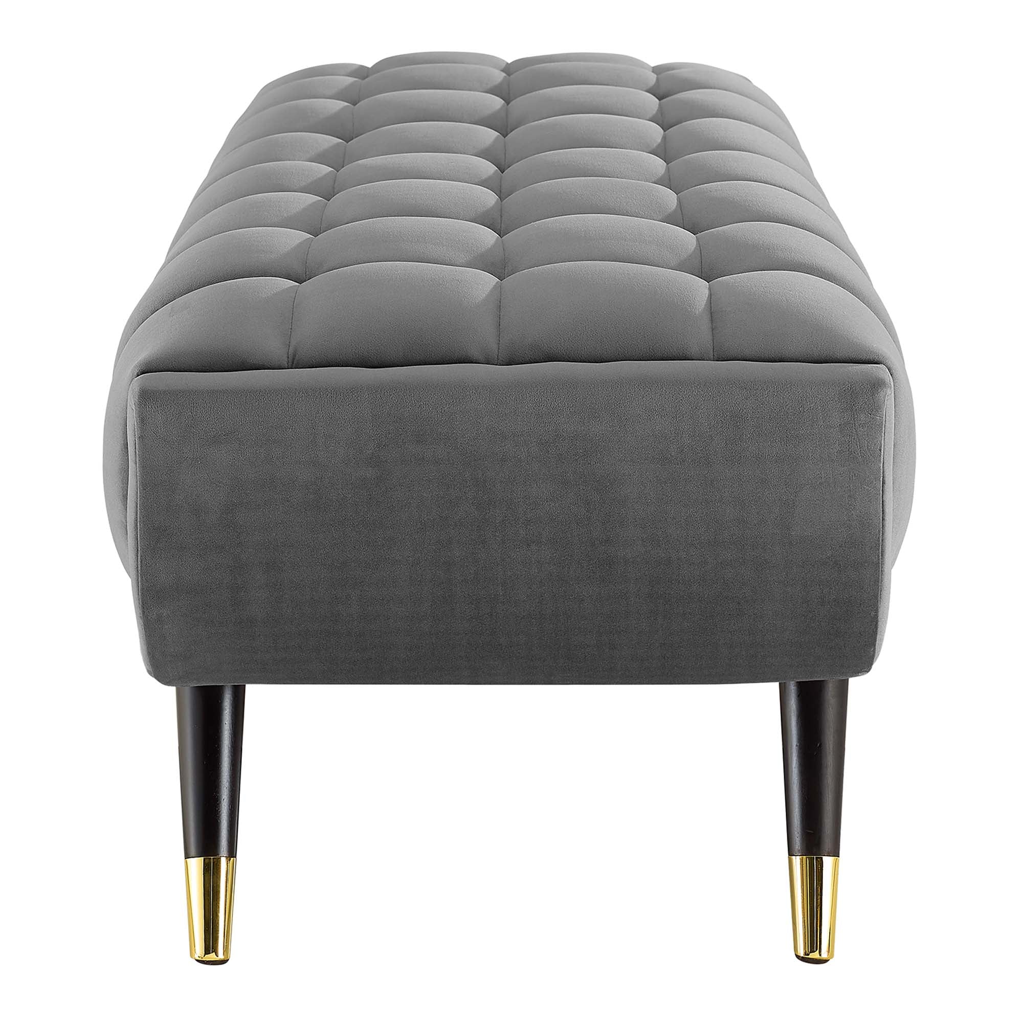 60 Inch Adept Performance Velvet Accent Bench with Gold Metal Caps - Image 5