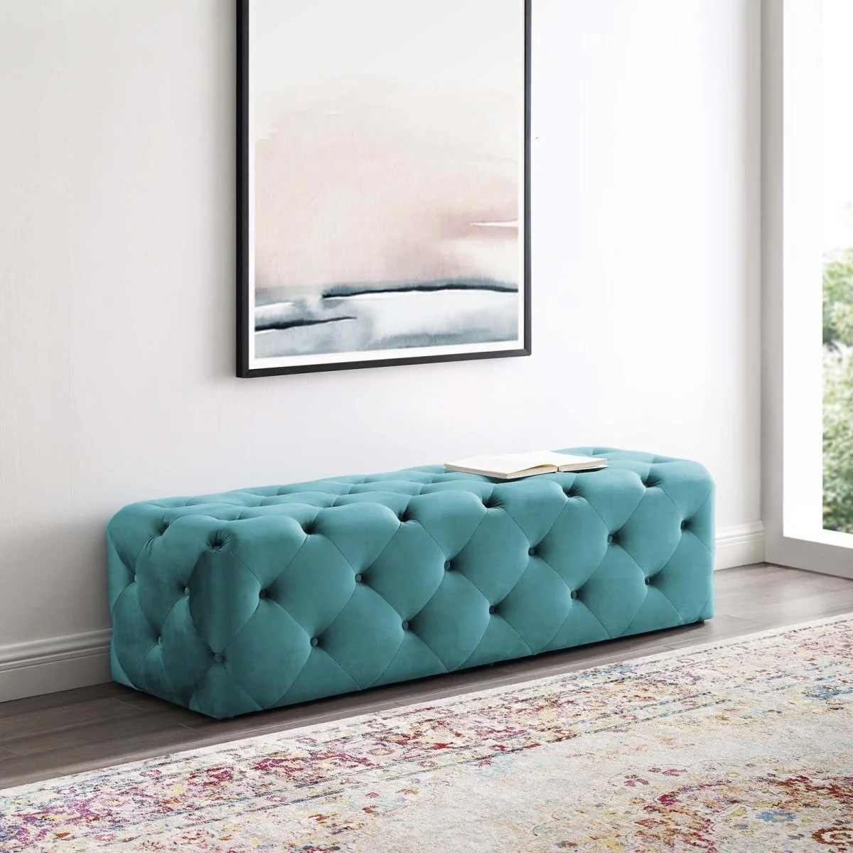 60 Inch Luxurious Tufted Button Performance Velvet Bench - Image 6