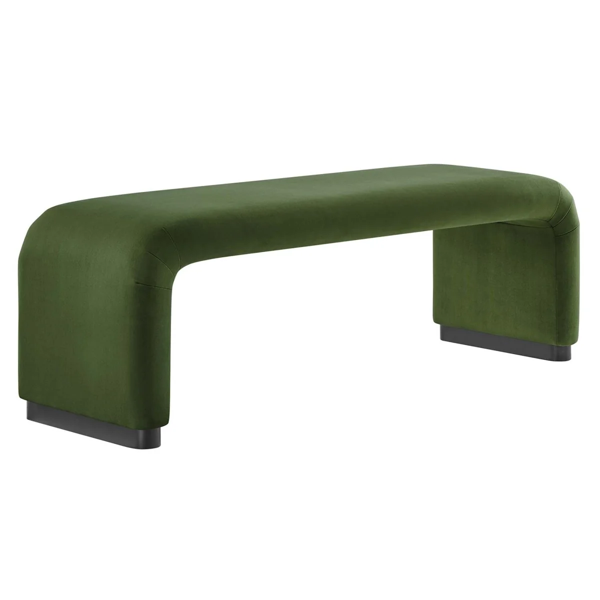 60 Inch Performance Velvet Waterfall Long Bench with Metal Base - Image 13