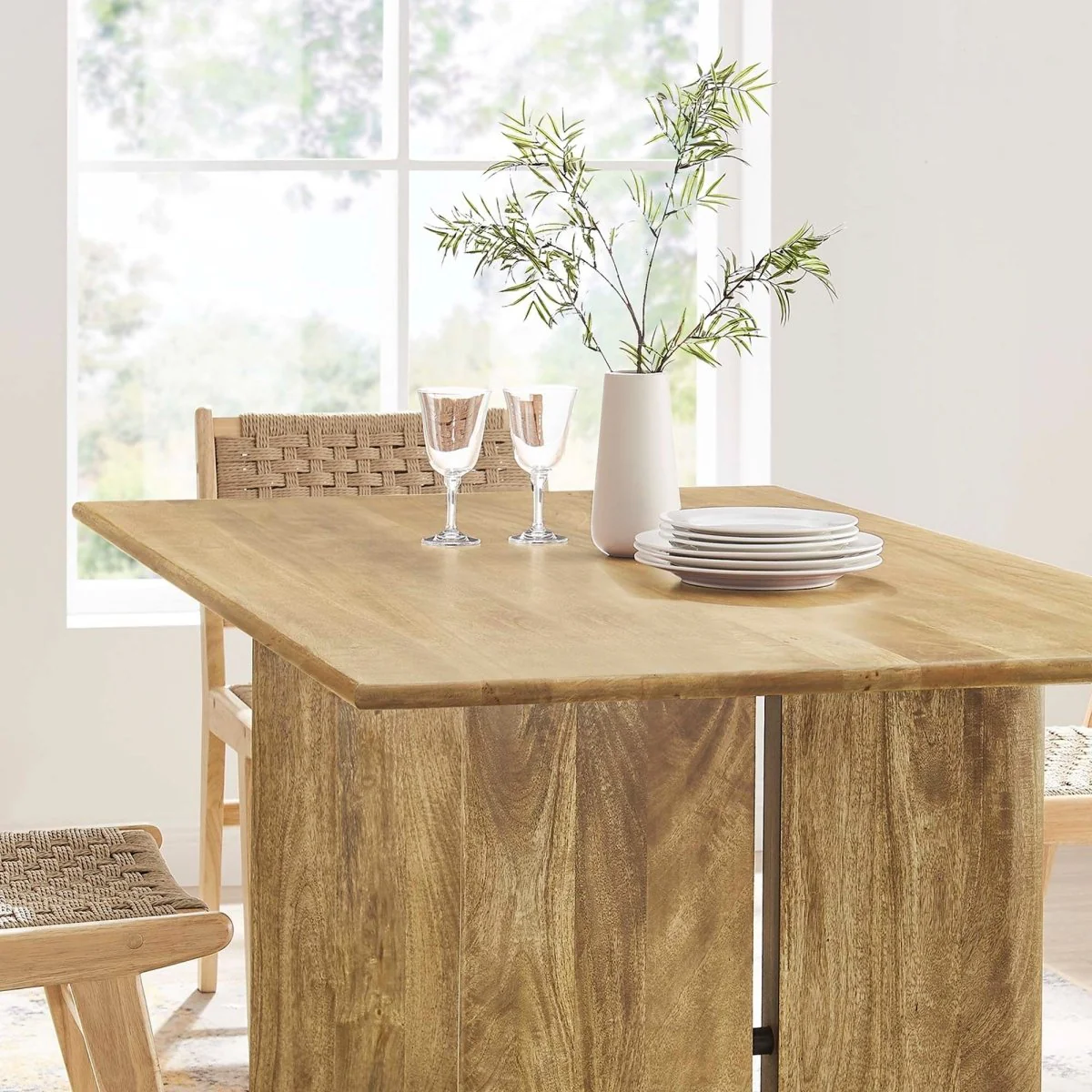 60 Inch Walnut Modern Farmhouse Solid Wood Dining Table - Image 23