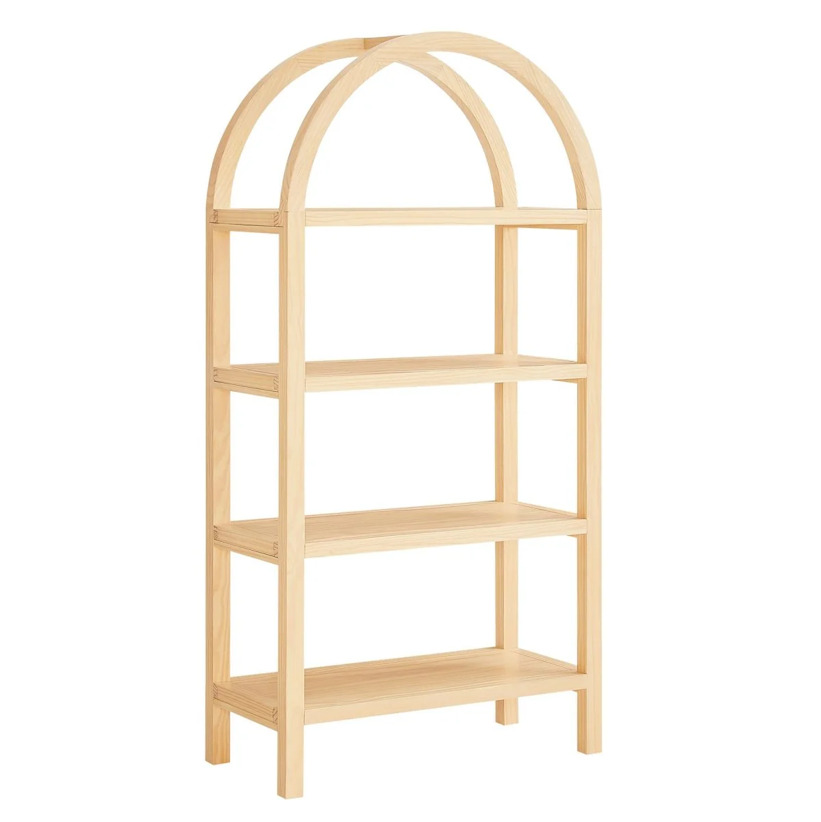 60" Tall Arched Sculptural Pine Wood Bookshelf
