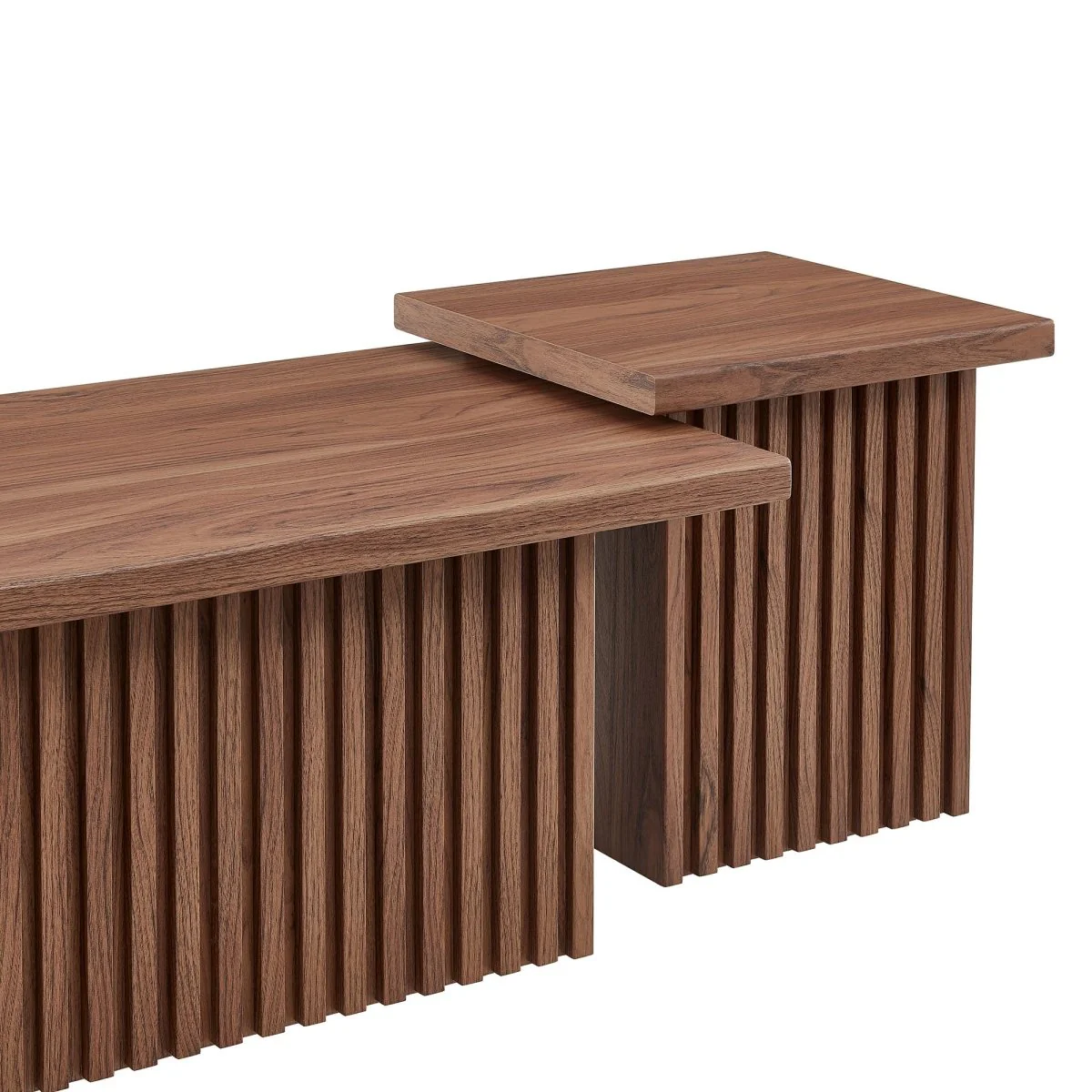61 Inch Mid-Century Slat-Base Nesting Coffee Table Set - Image 11