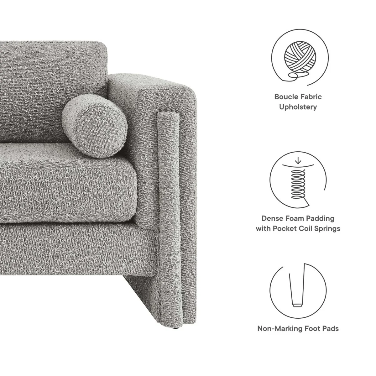 61-Inch Visible Boucle Fabric Upholstered Loveseat - Image 16