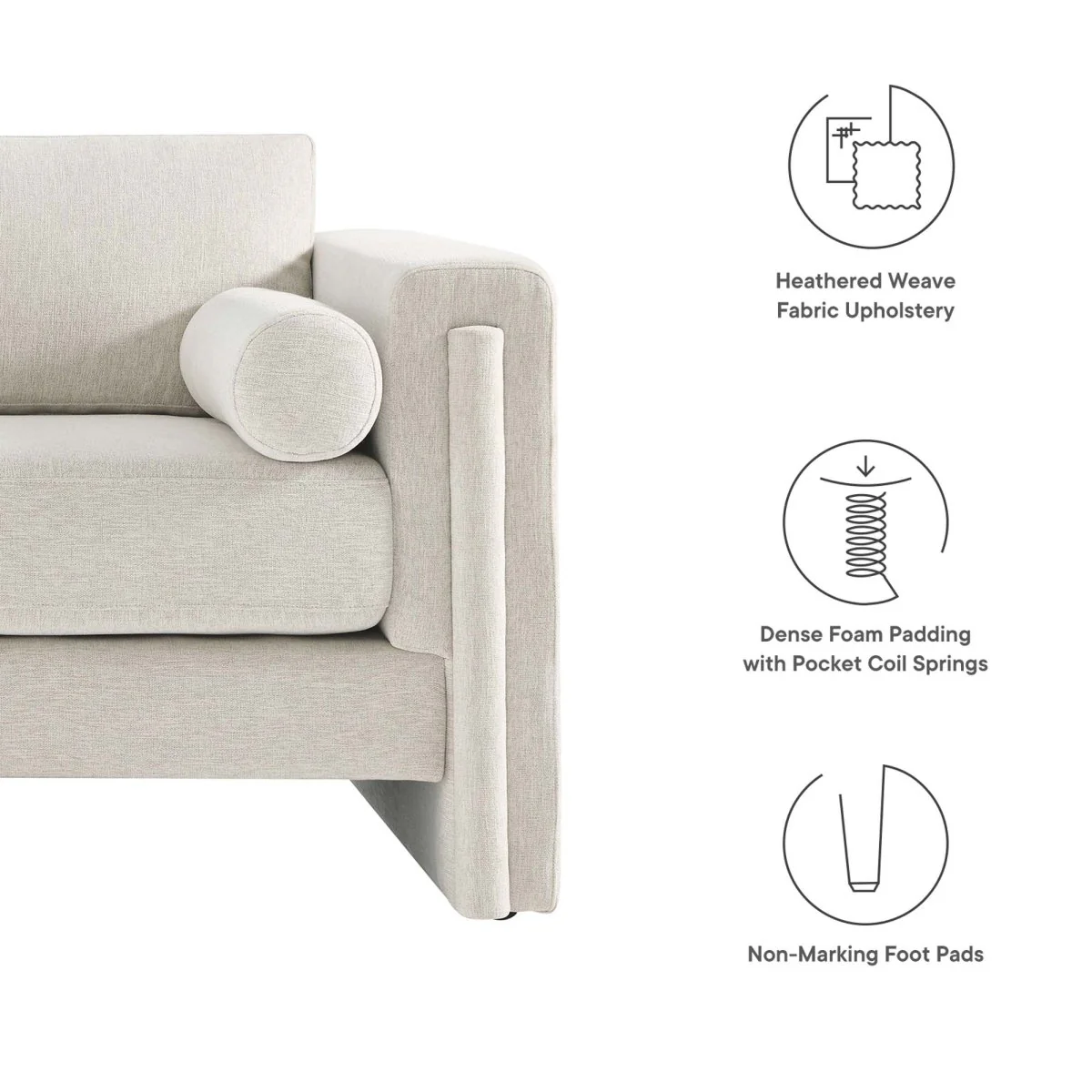 61-Inch Visible Heathered Fabric Loveseat - Image 9