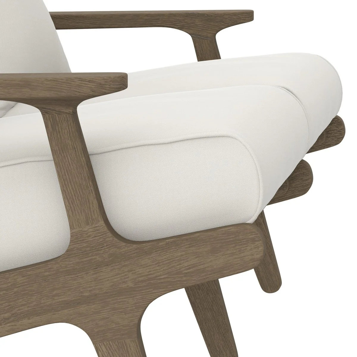 61" Weathered Gray Teak Outdoor Patio Loveseat – White Cushions - Image 8