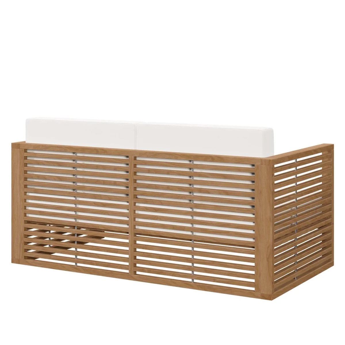 62" Modern Teak Wood Outdoor Loveseat – Contemporary Teak Wood Seating for Patio - Image 5