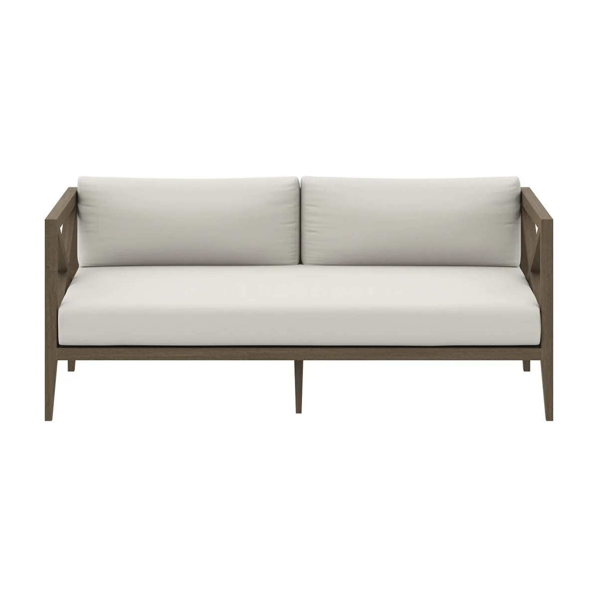 62" Weathered Gray White Outdoor Patio Loveseat – Solid Teak Wood - Image 7