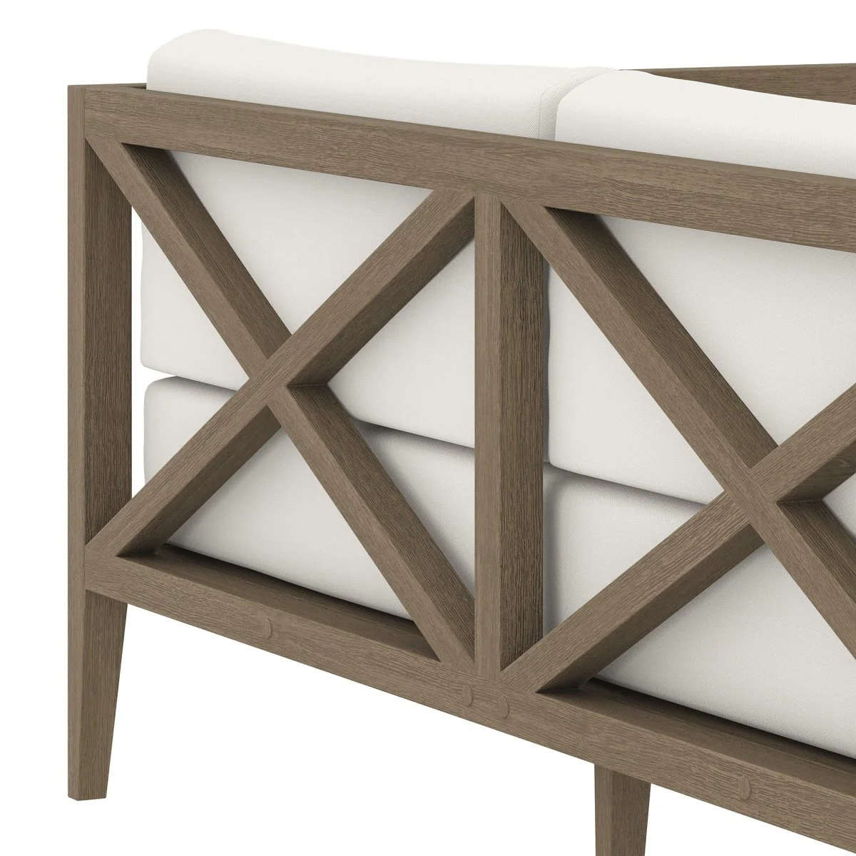 62" Weathered Gray White Outdoor Patio Loveseat – Solid Teak Wood - Image 8
