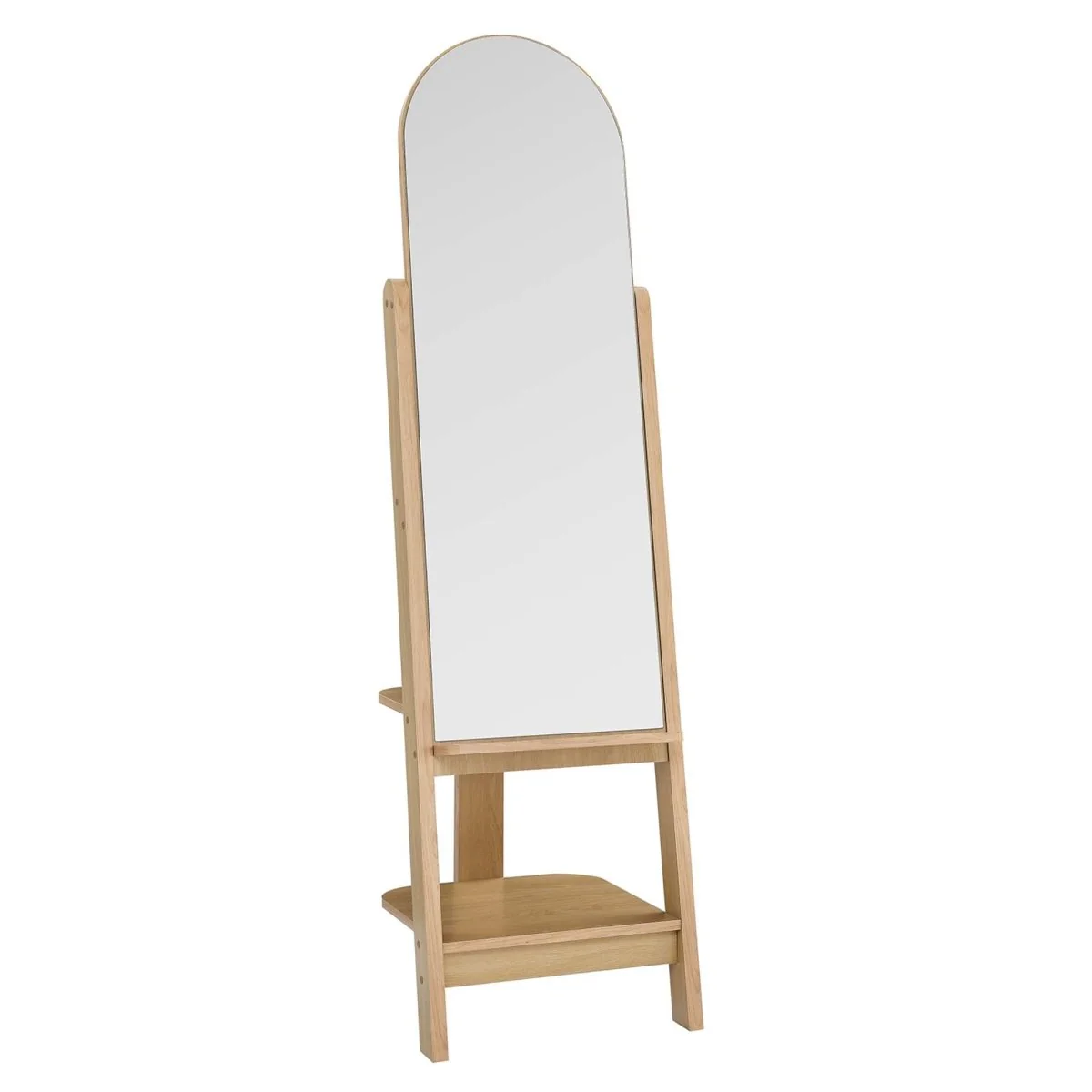 63" Arched Full-Length Standing Mirror with Built-In Shelves, Freestanding Design - Image 22