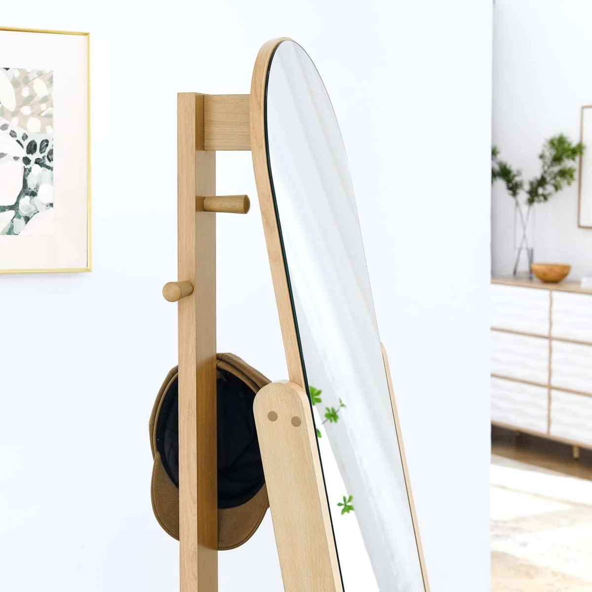 63" Arched Full-Length Standing Mirror with Built-In Shelves, Freestanding Design - Image 26