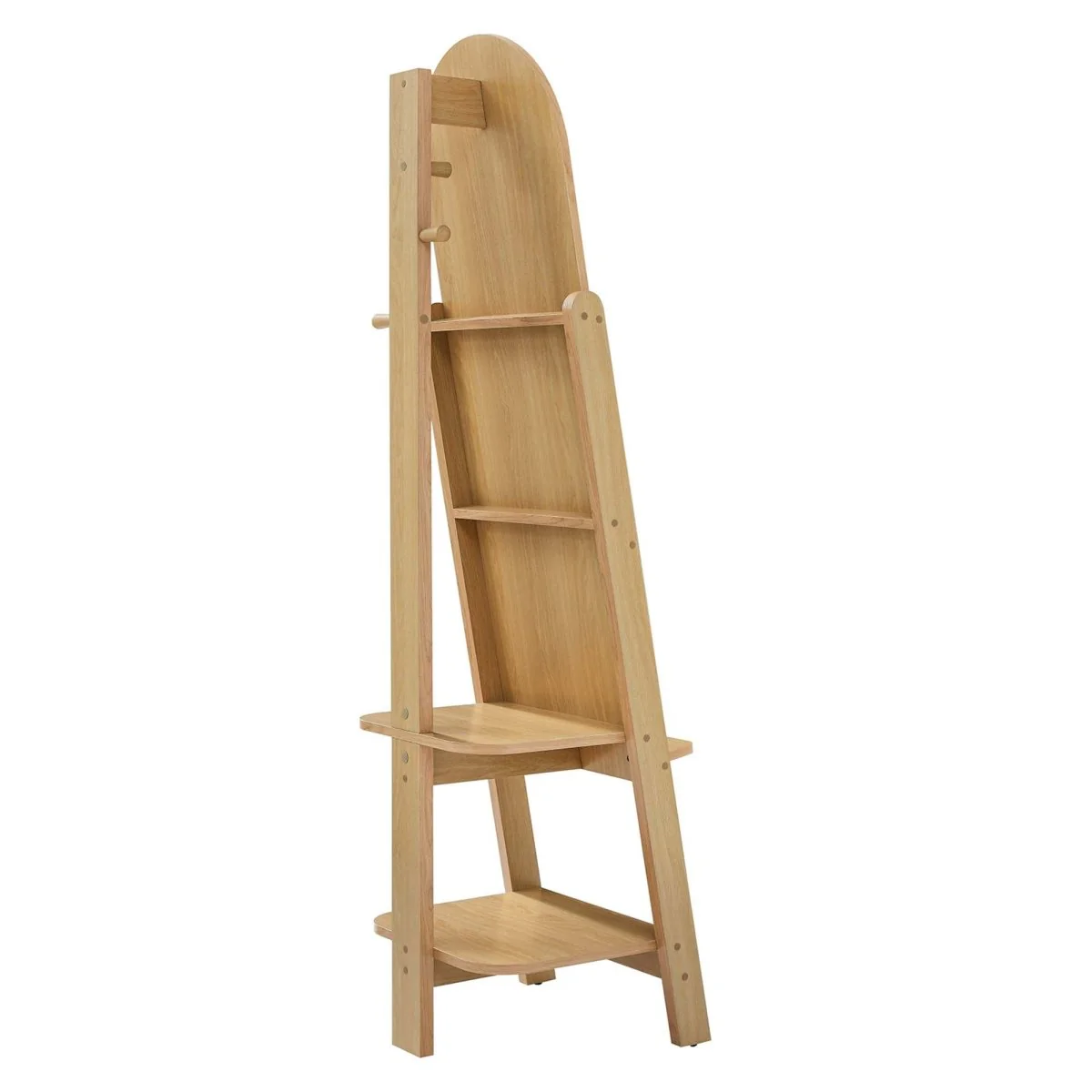 63" Arched Full-Length Standing Mirror with Built-In Shelves, Freestanding Design - Image 28