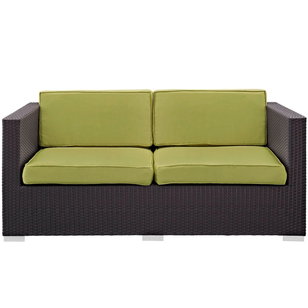 63" Espresso Peridot Outdoor Patio Loveseat – Wicker Rattan with Aluminum Frame - Image 3