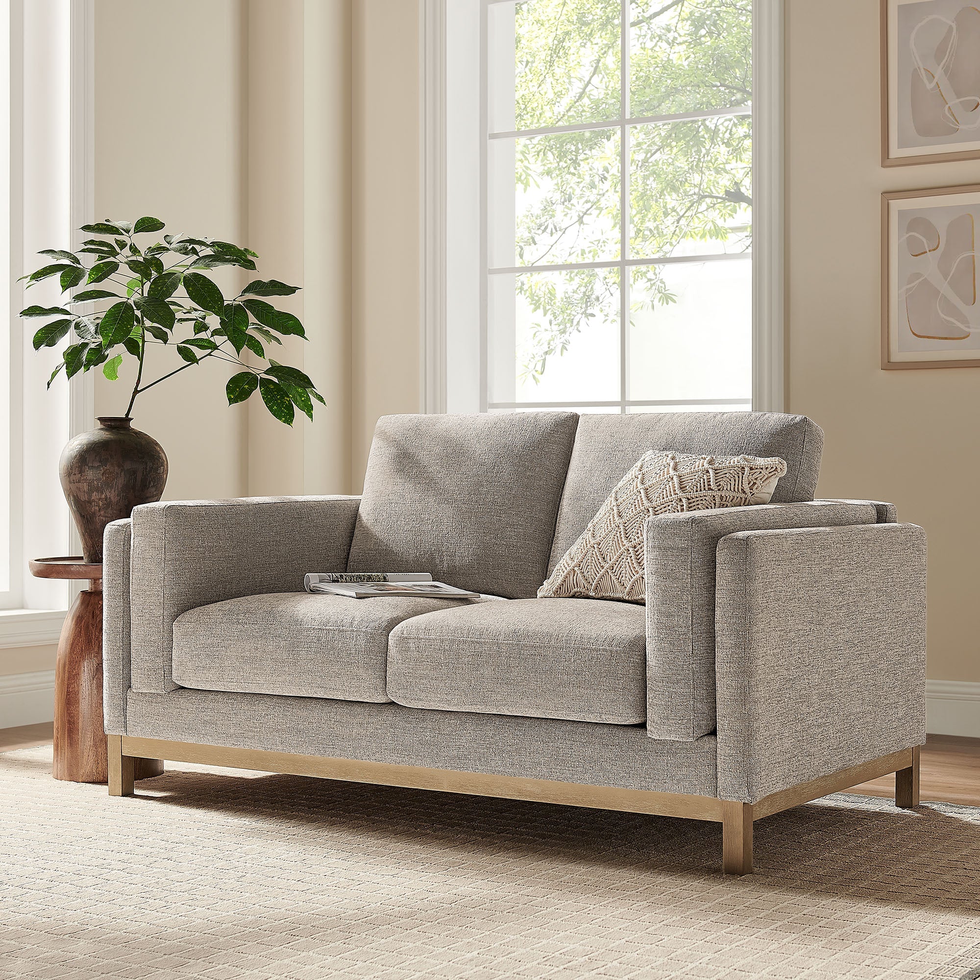 63 Inch American-Traditional Upholstered Fabric Loveseat - Image 14