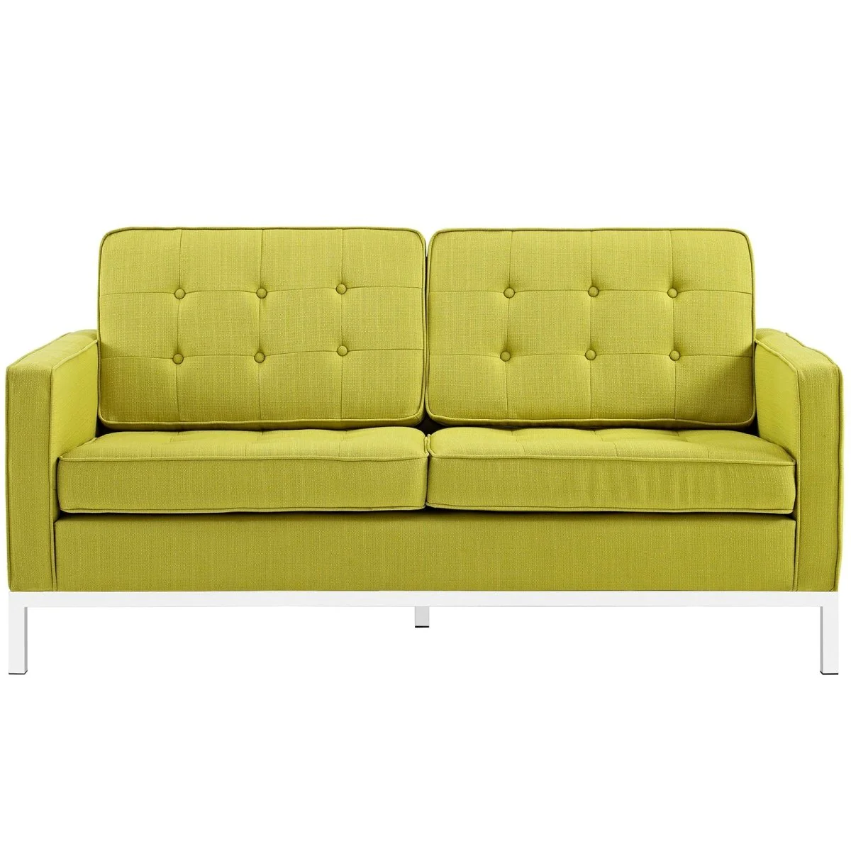 63 Inch Tufted Fabric Loveseat with Stainless Steel Frame - Image 11