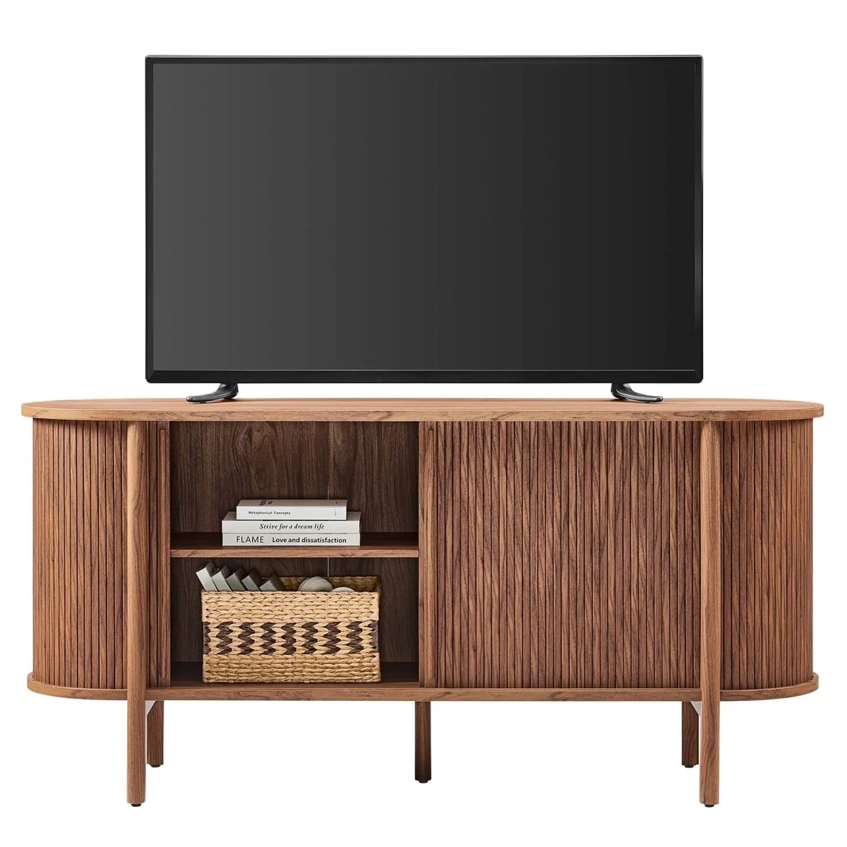 63 Inch Walnut Curved Fluted Sideboard – 63 Inch - Image 23