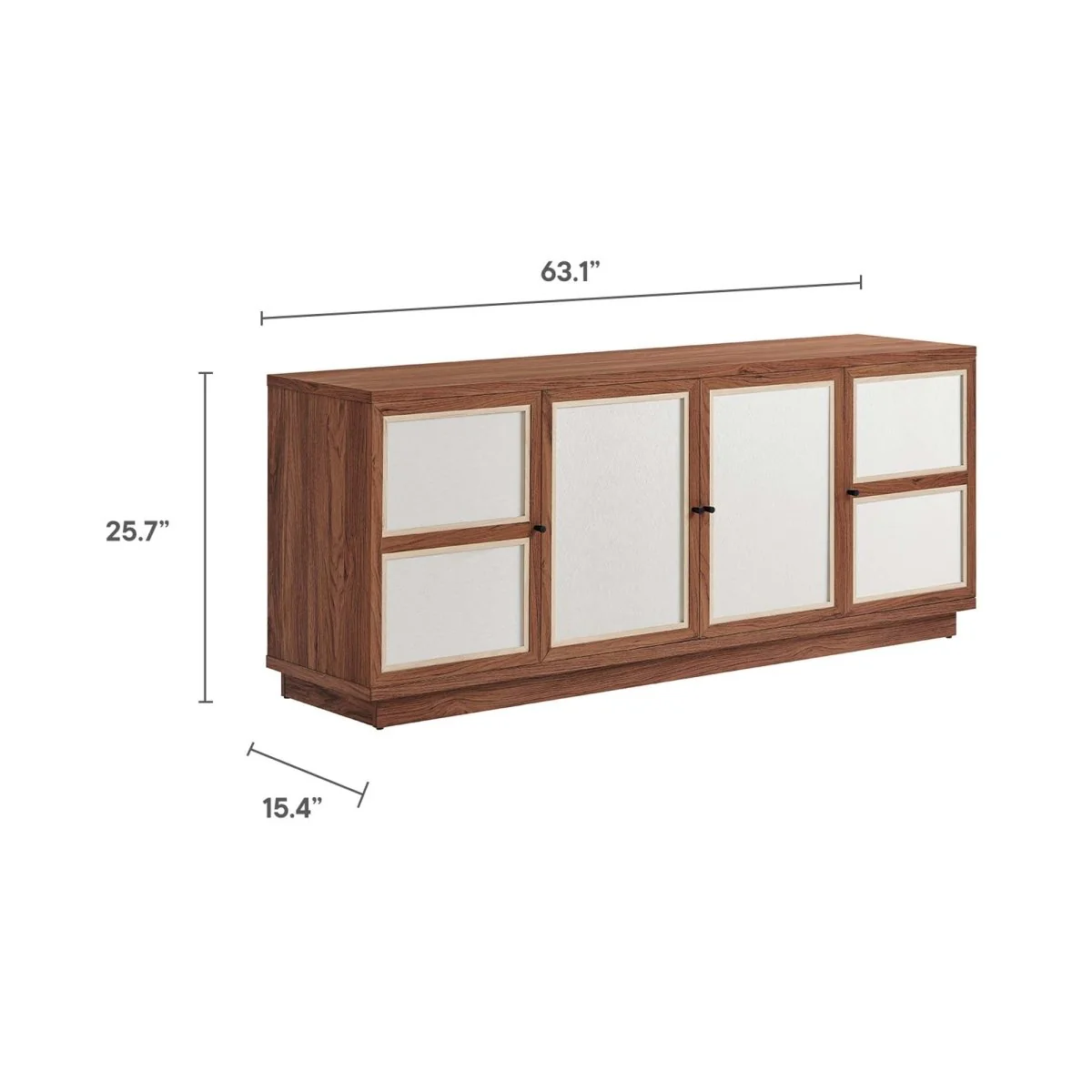 63 Inch Wood Grain Media Console TV Stand in Walnut - Image 3