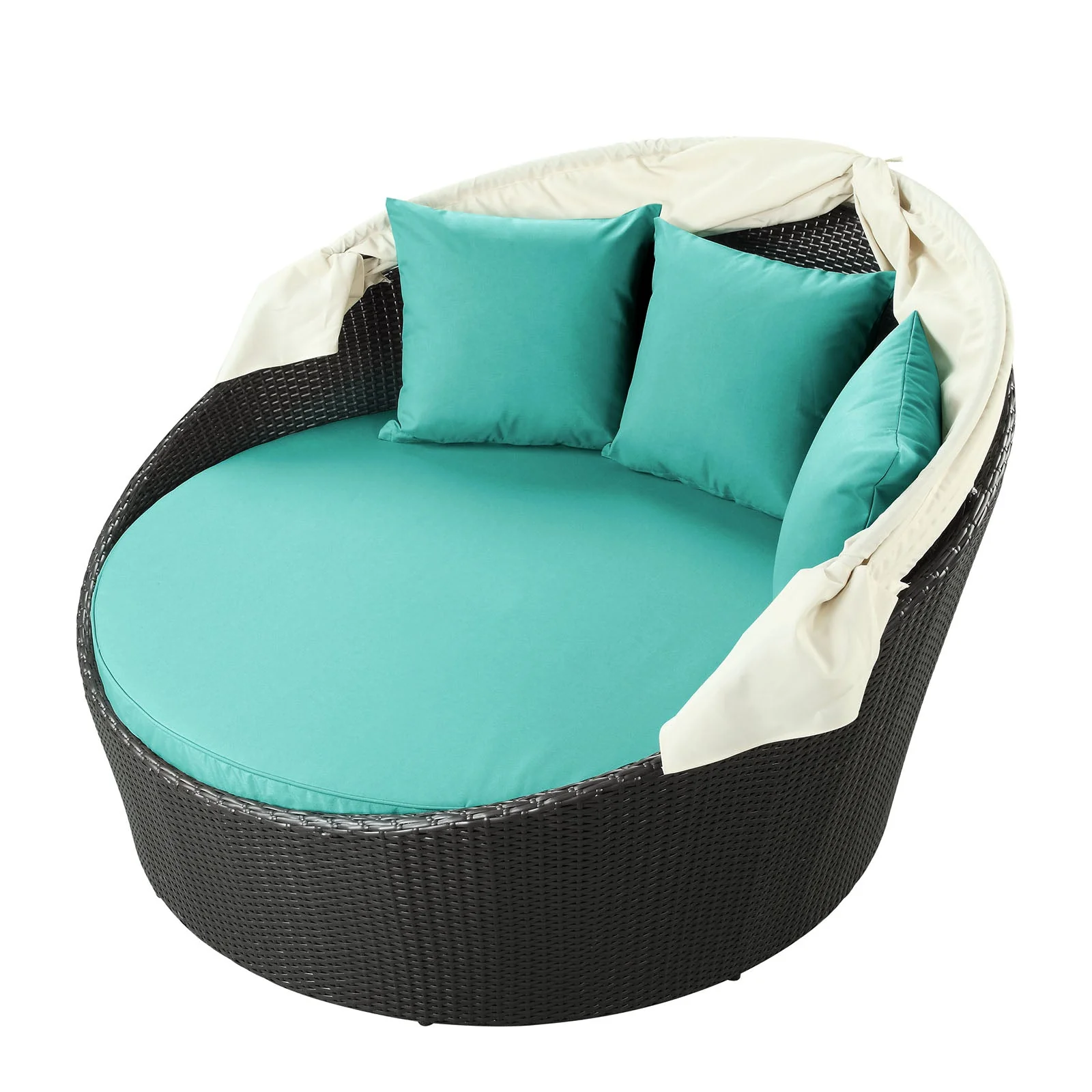 63" Outdoor Rattan Canopy Daybed for Patio and Garden Seating, Adjustable Canopy - Image 17