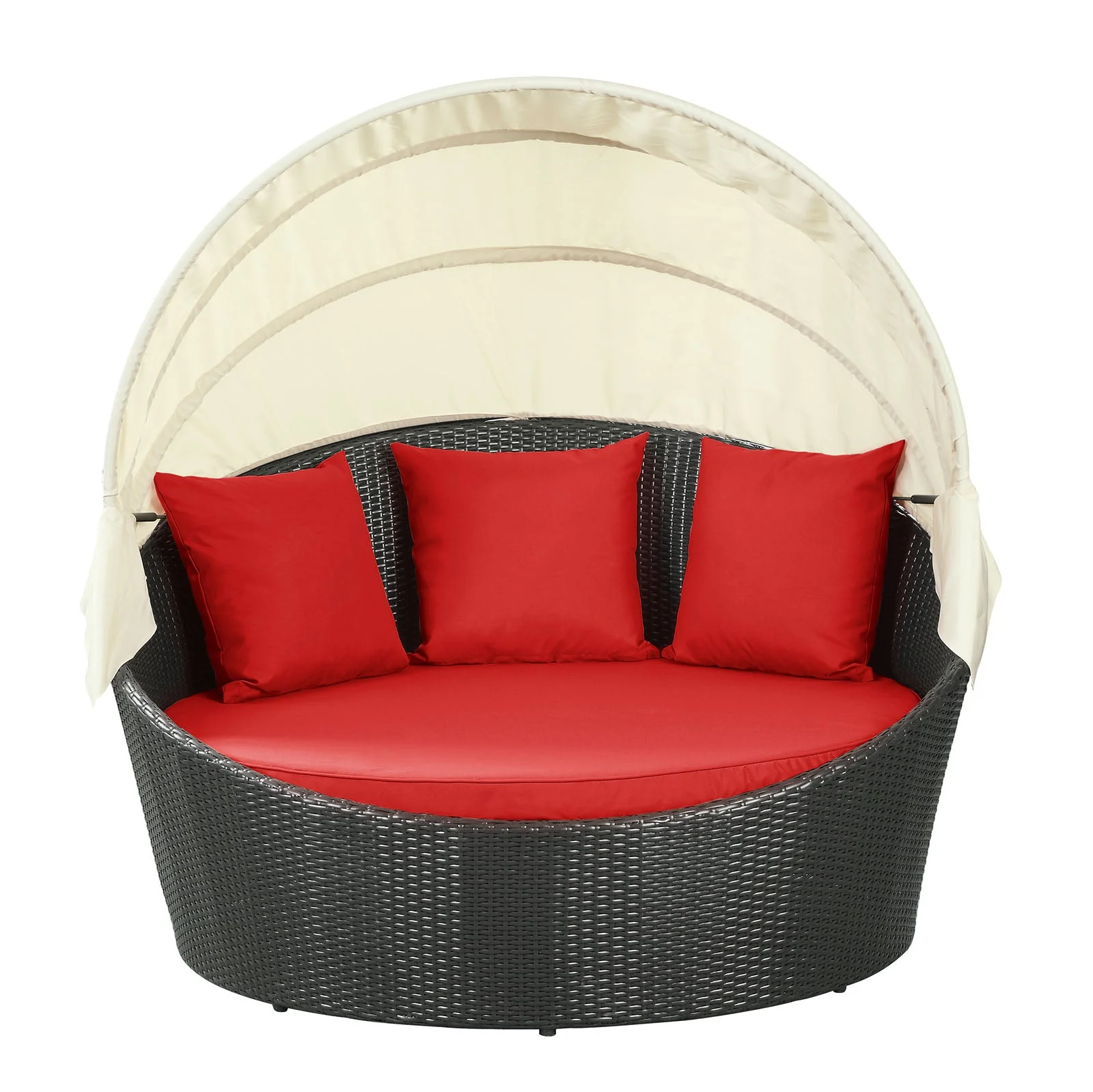 63" Outdoor Rattan Canopy Daybed for Patio and Garden Seating, Adjustable Canopy - Image 4