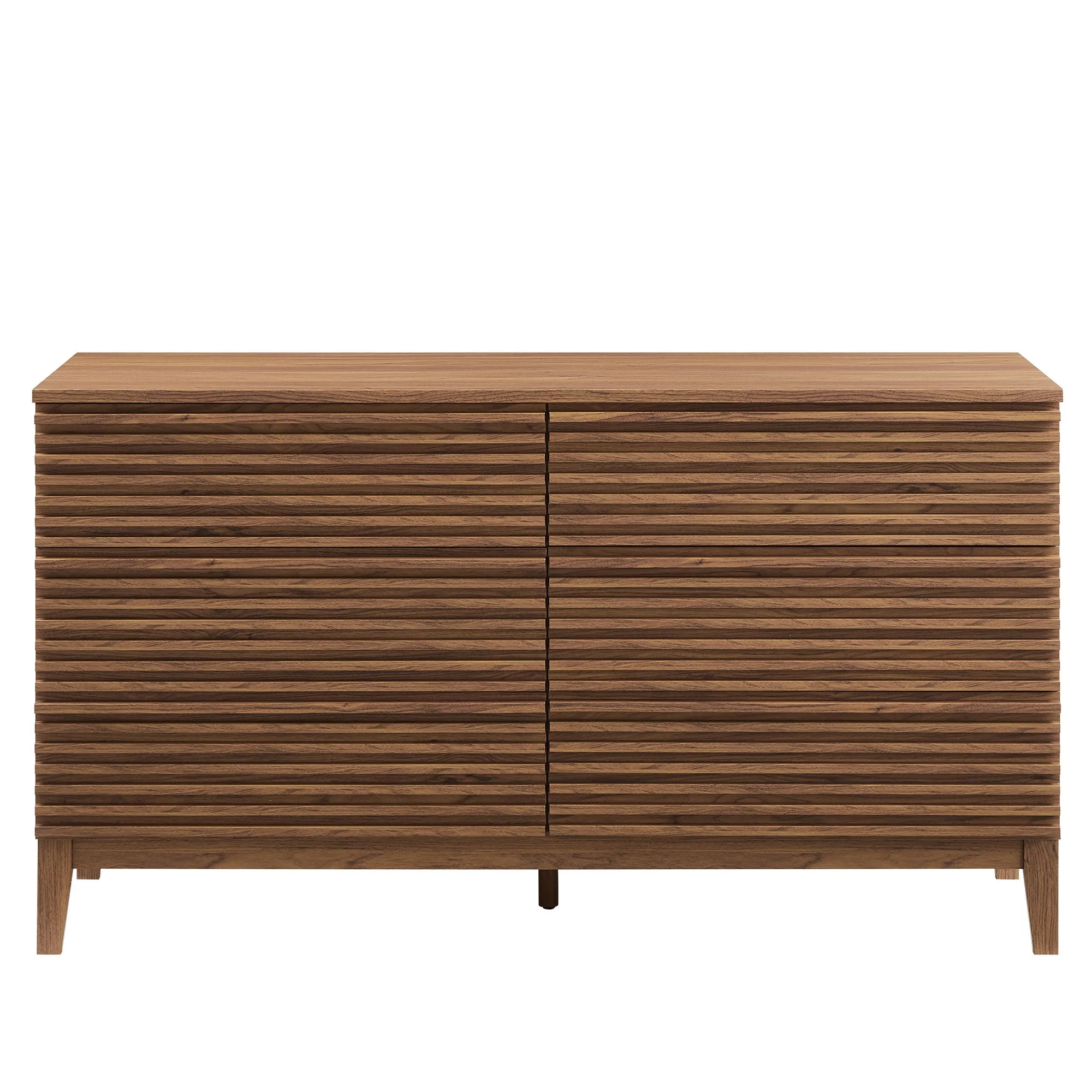 62" Walnut Slatted Front 6-Drawer Mid-Century Dresser - Image 7