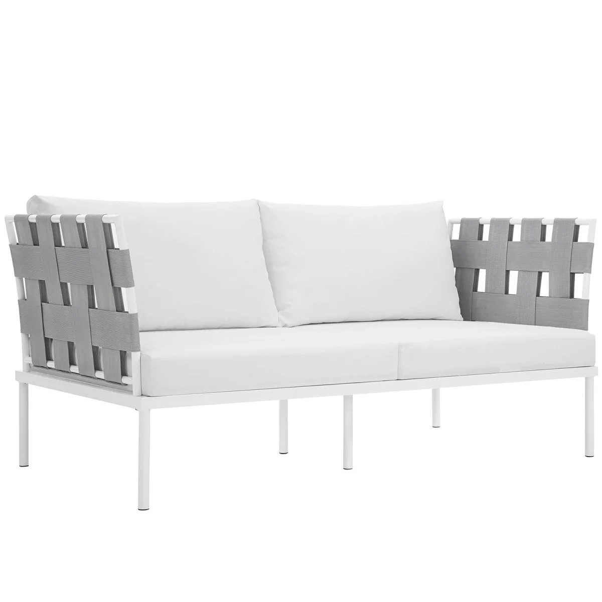 64" Aluminum Outdoor Loveseat with Cushions — Weather-Resistant Aluminum Frame