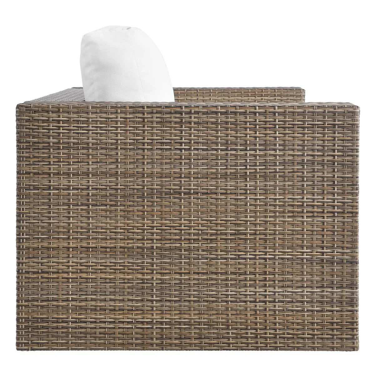 64" Cappuccino White Wicker Outdoor Loveseat - Image 5