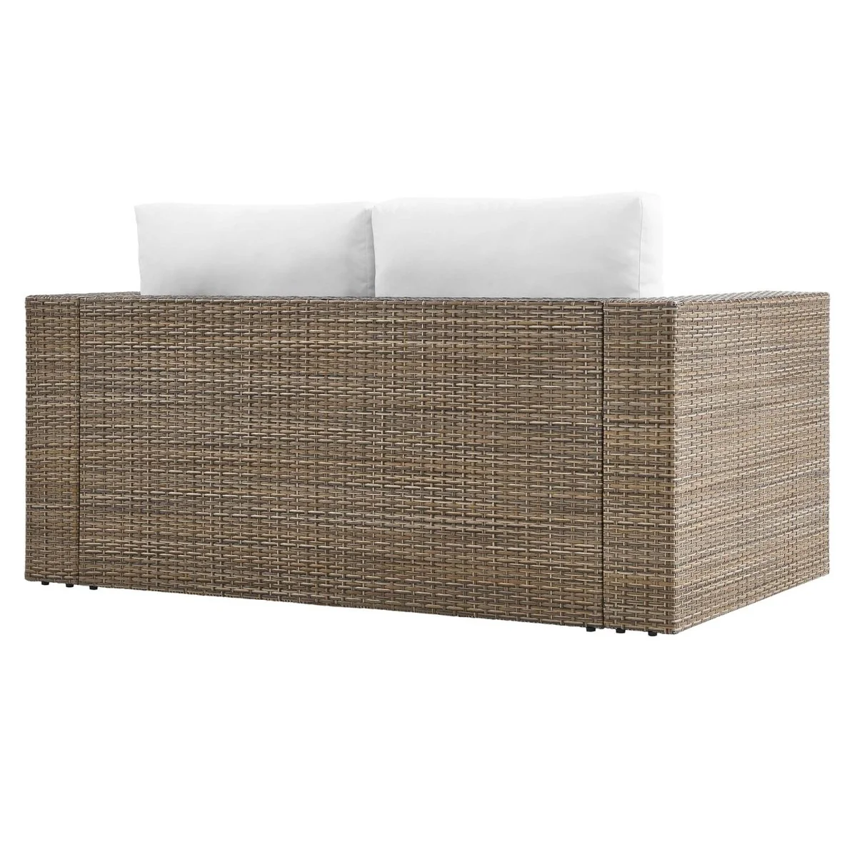 64" Cappuccino White Wicker Outdoor Loveseat - Image 6