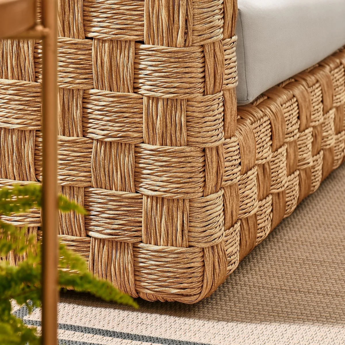 64" Natural Light Gray Wicker Rattan Outdoor Patio Loveseat - Image 5