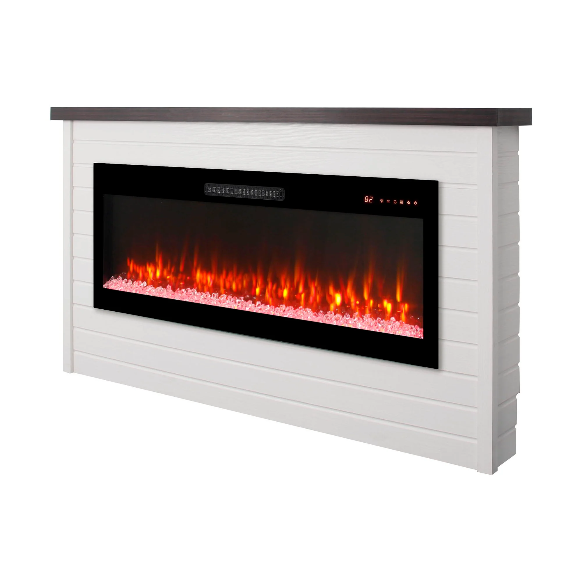 65" Electric Fireplace With Wall Mantel, 50" Fireplace Insert Heater, Remote Control, Timer For Living Room - Antique White - Image 6