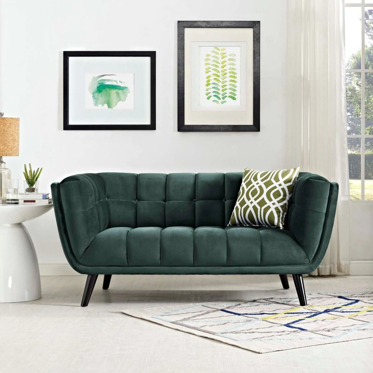 65 Inch Performance Velvet Loveseat with Button Tufting - Image 4