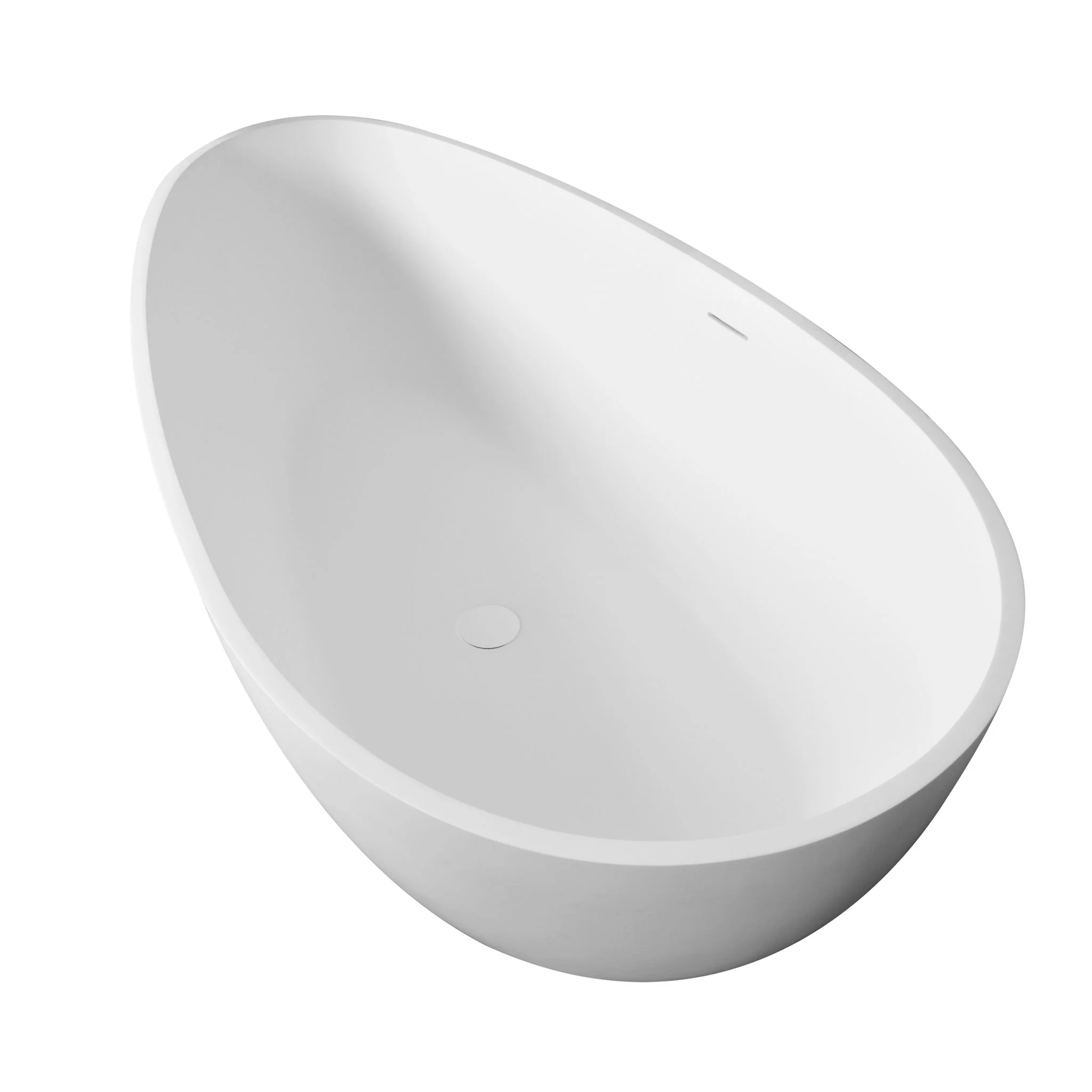 66.9" x 34" x 21.7" Freestanding Solid Surface Soaking Bathtub For Bathroom - Matte White - Image 7