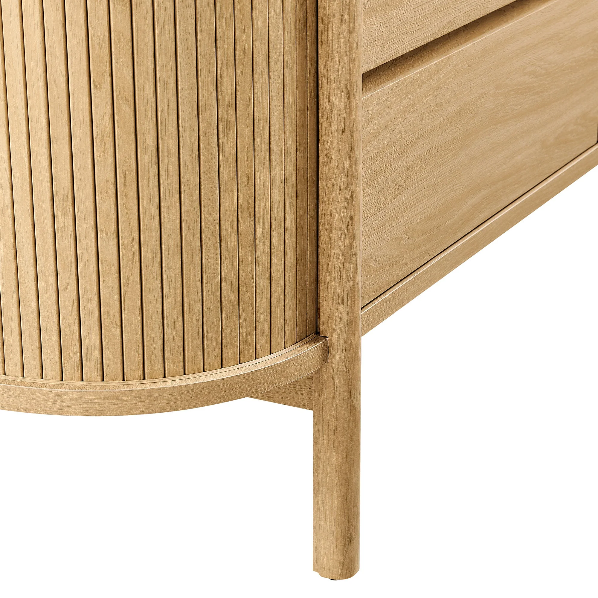 66" Oak Curved Fluted 6-Drawer Modern Bedroom Dresser - Image 8