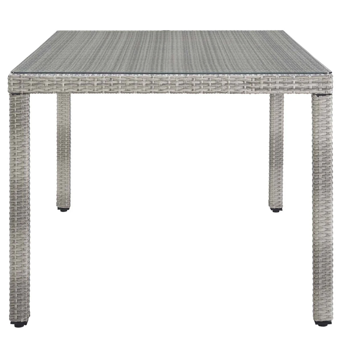 68" Gray Wicker Outdoor Dining Table with Glass Top - Image 5