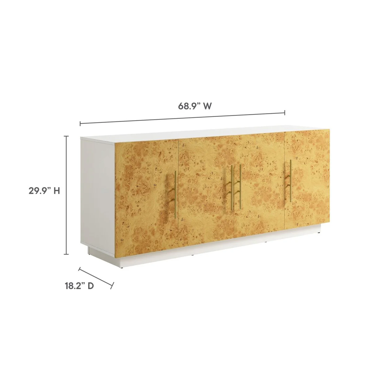 69 Inch Burl Wood Sideboard Buffet TV Stand - Image 3