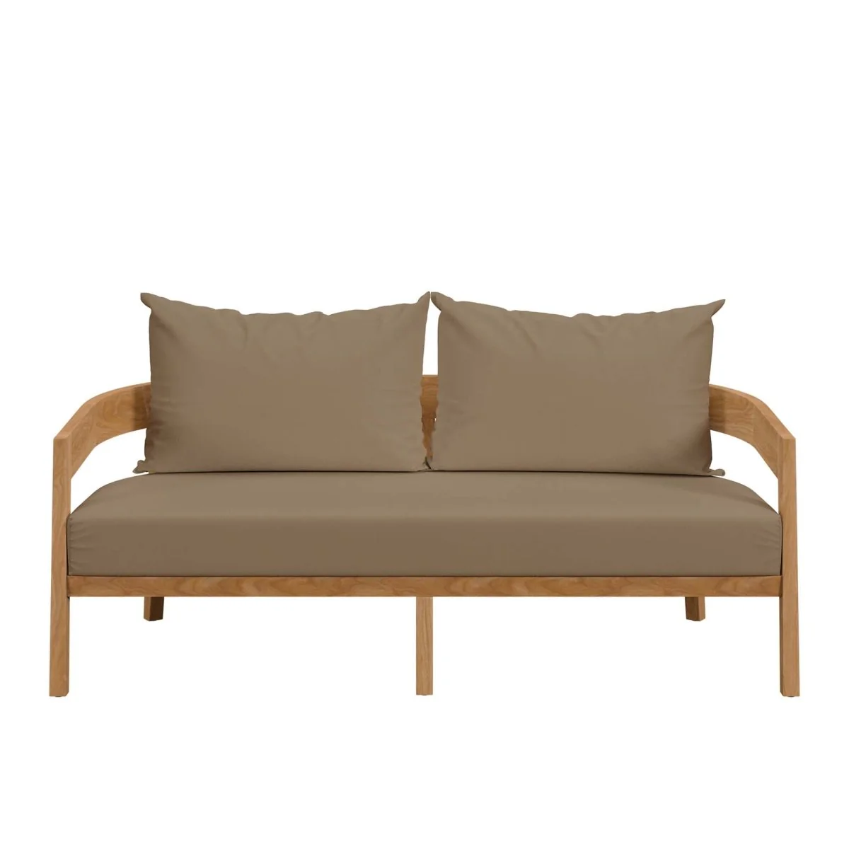 69" Natural Teak Wood Outdoor Patio Loveseat with Weather-Resistant Seat Cushions - Image 14