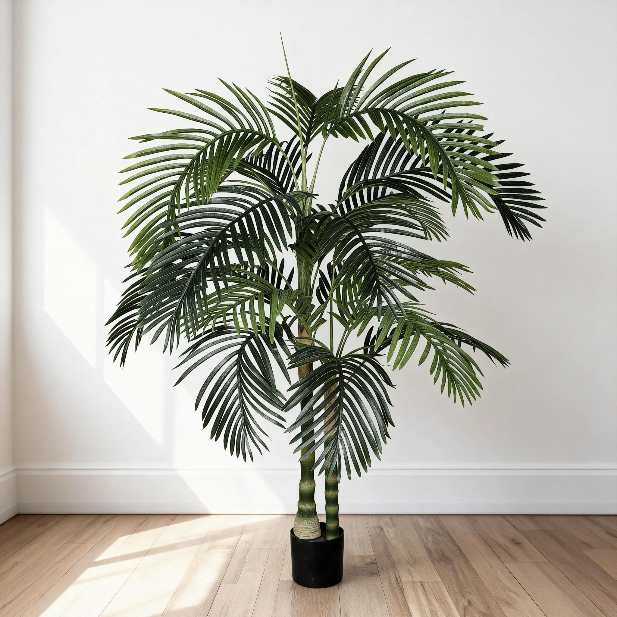6Ft Golden Cane Artificial Palm Tree With Plastic Pot, Tropical Faux Palm, Indoor / Outdoor Decoration - Green Leaves - Image 8