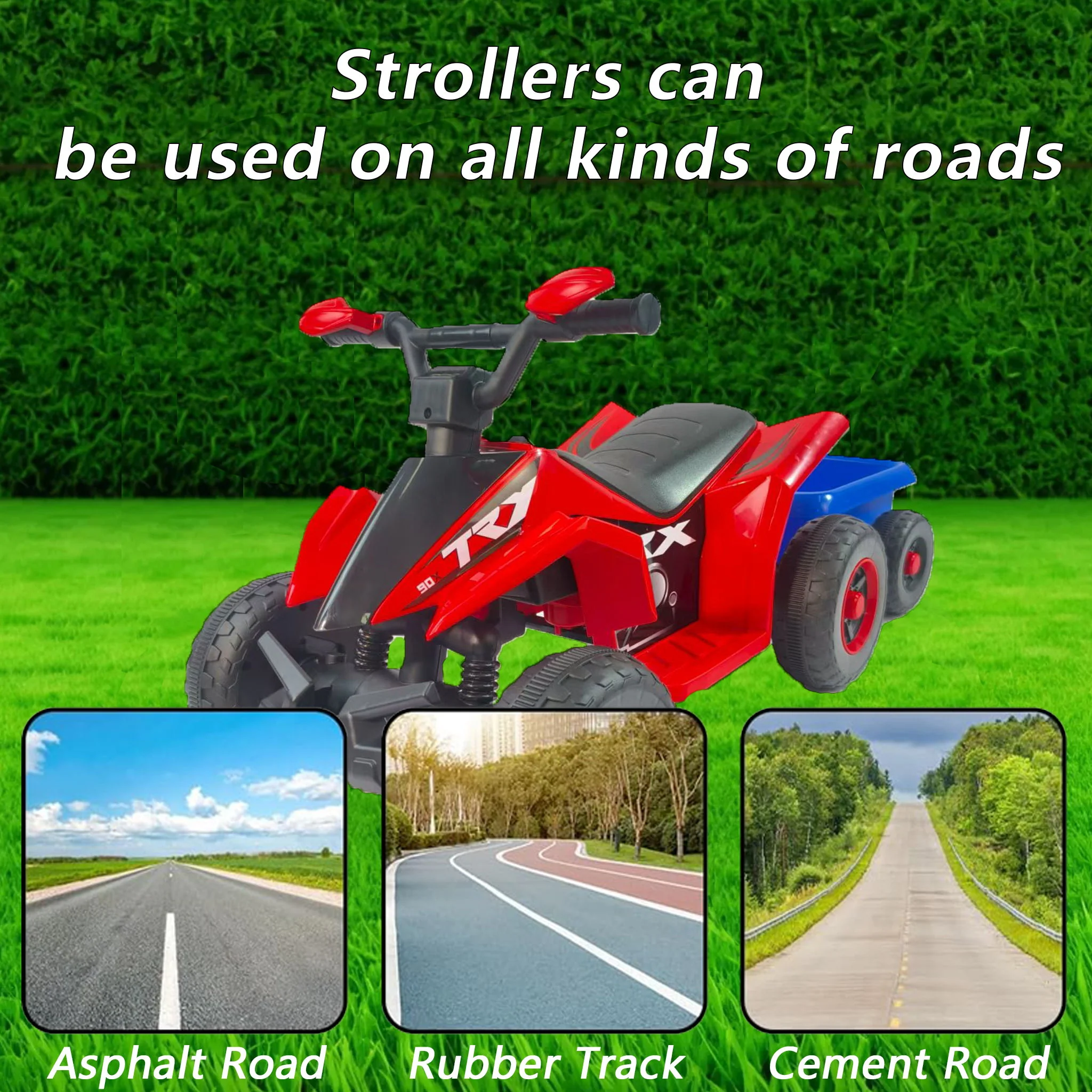 6V Kids Electric ATV With Headlights, Mp3, USB & Volume Control, 4 Wheel Ride-On Vehicle - Red - Image 4