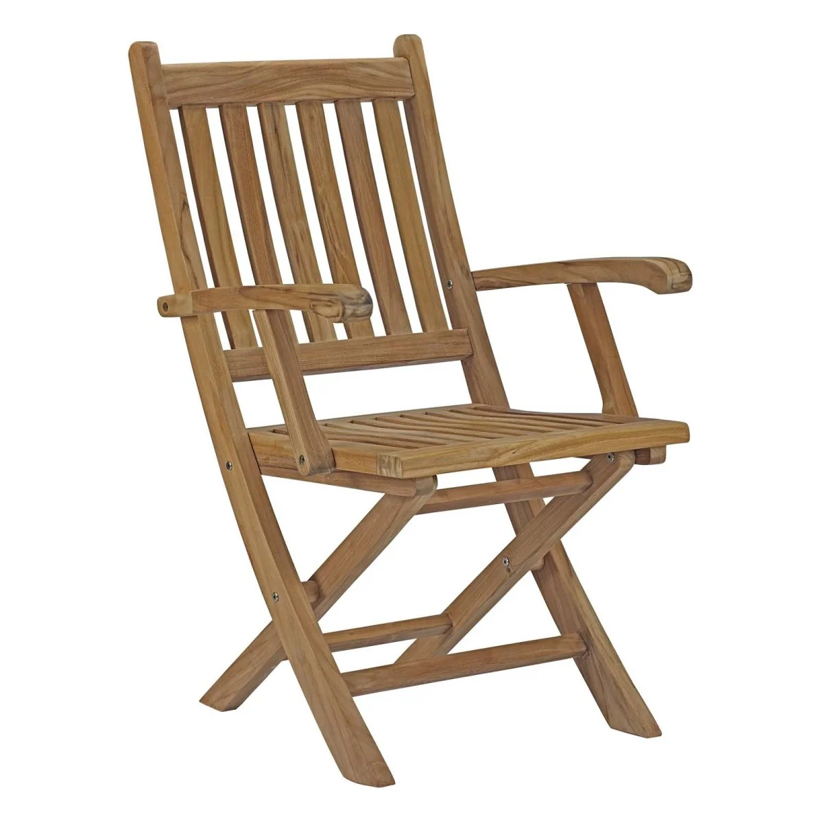 7-Piece Natural Teak Outdoor Dining Set with Folding Armchairs - Image 2