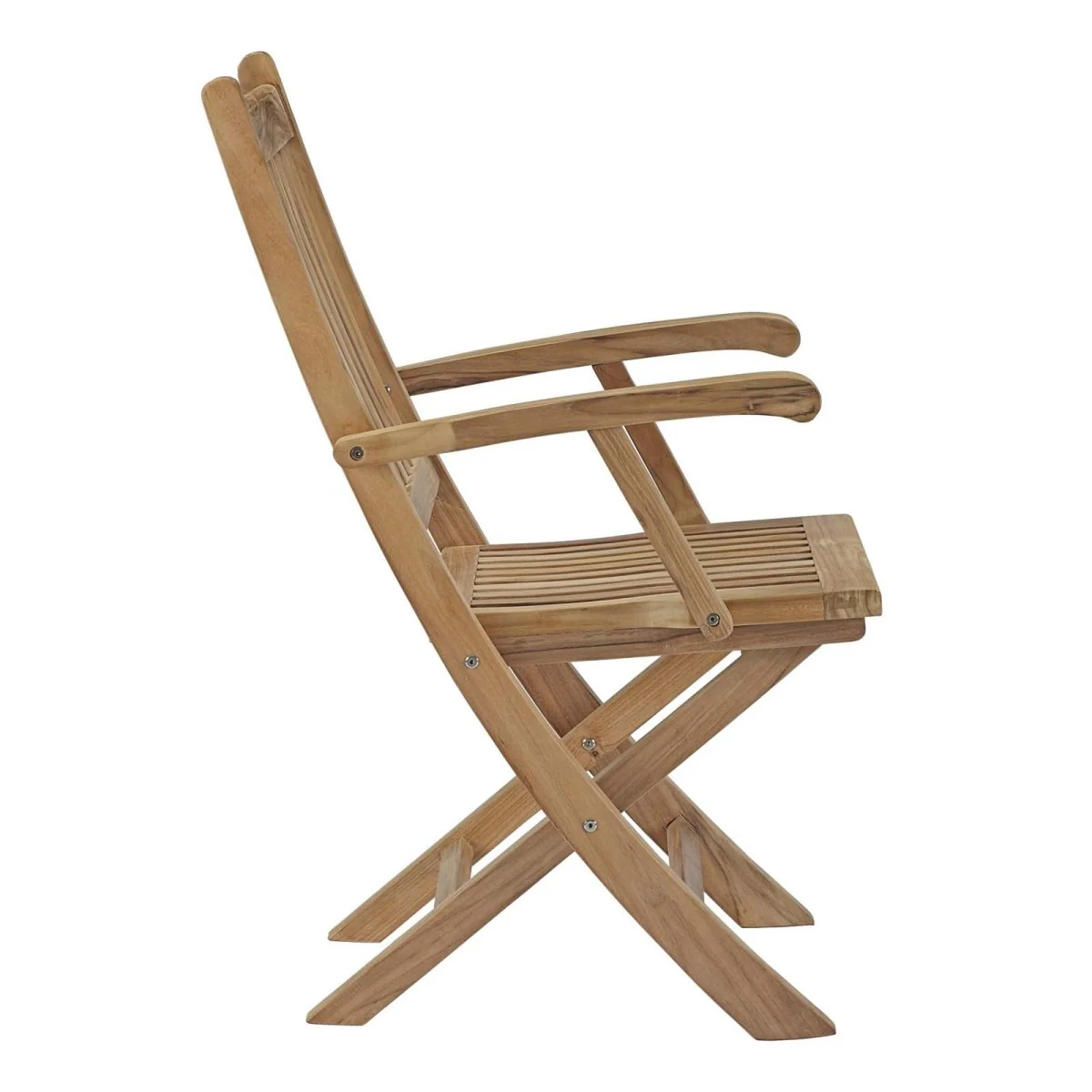 7-Piece Natural Teak Outdoor Dining Set with Folding Armchairs - Image 4