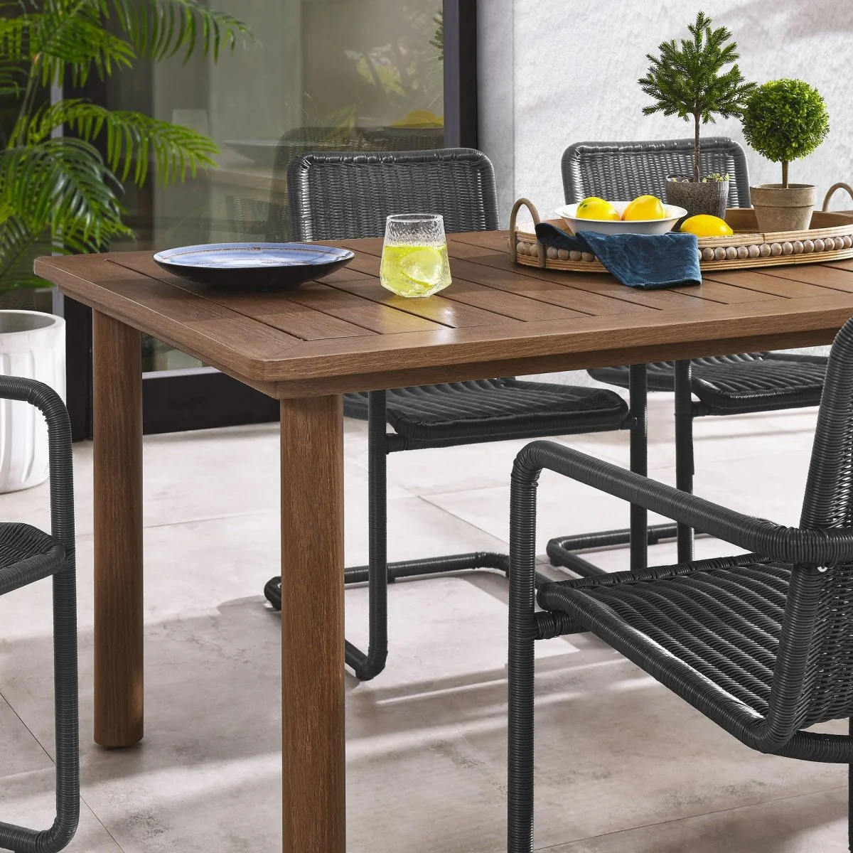 7-Piece Outdoor Aluminum Dining Table Set with Rattan Armchairs for Patio and Garden - Image 8