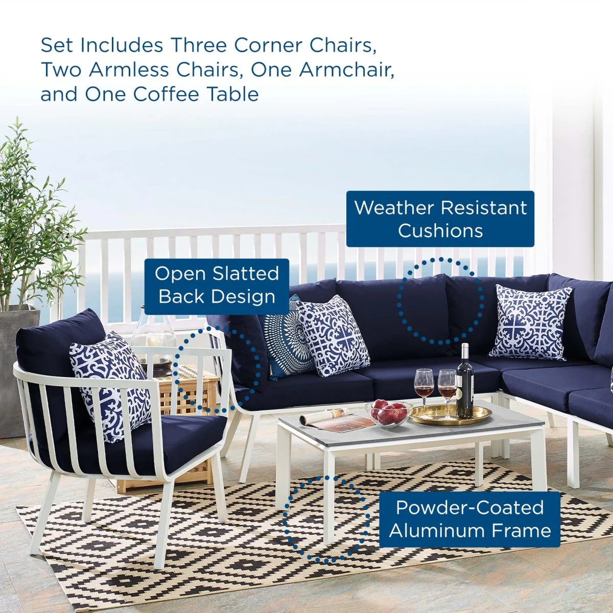 7-Piece Outdoor Aluminum Patio Seating Set - Image 25