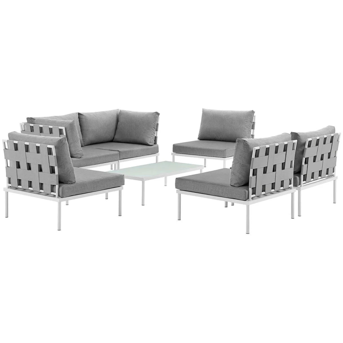 7-Piece Outdoor Patio Aluminum Sectional Sofa Set - Image 9