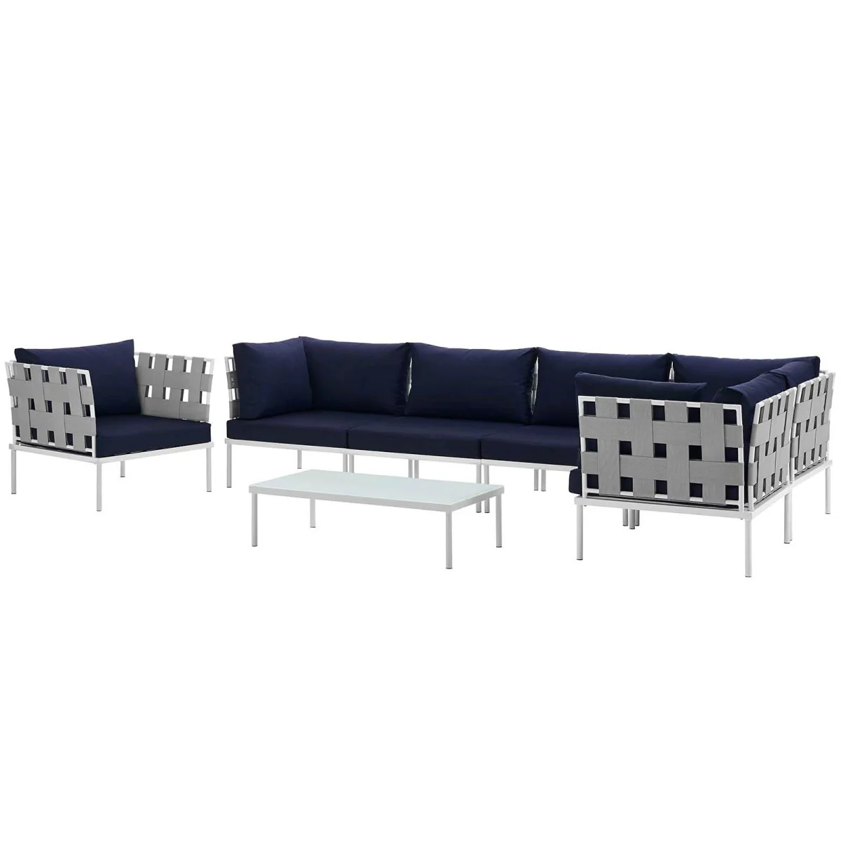 7-Piece Outdoor Patio Aluminum Sectional Sofa Set - Image 18