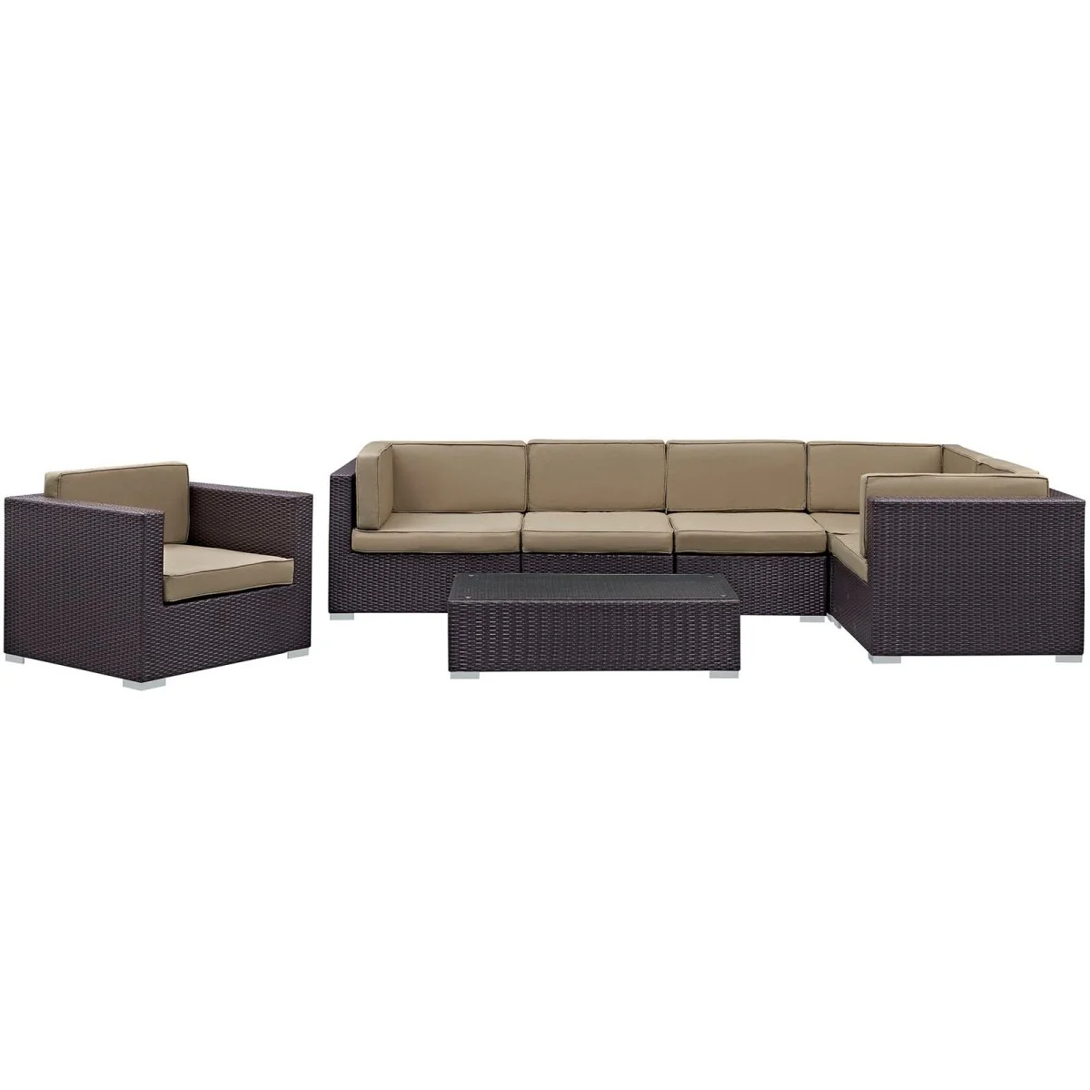 7-Piece Outdoor Patio Sectional Set – Wicker Rattan with Aluminum Frame - Image 14