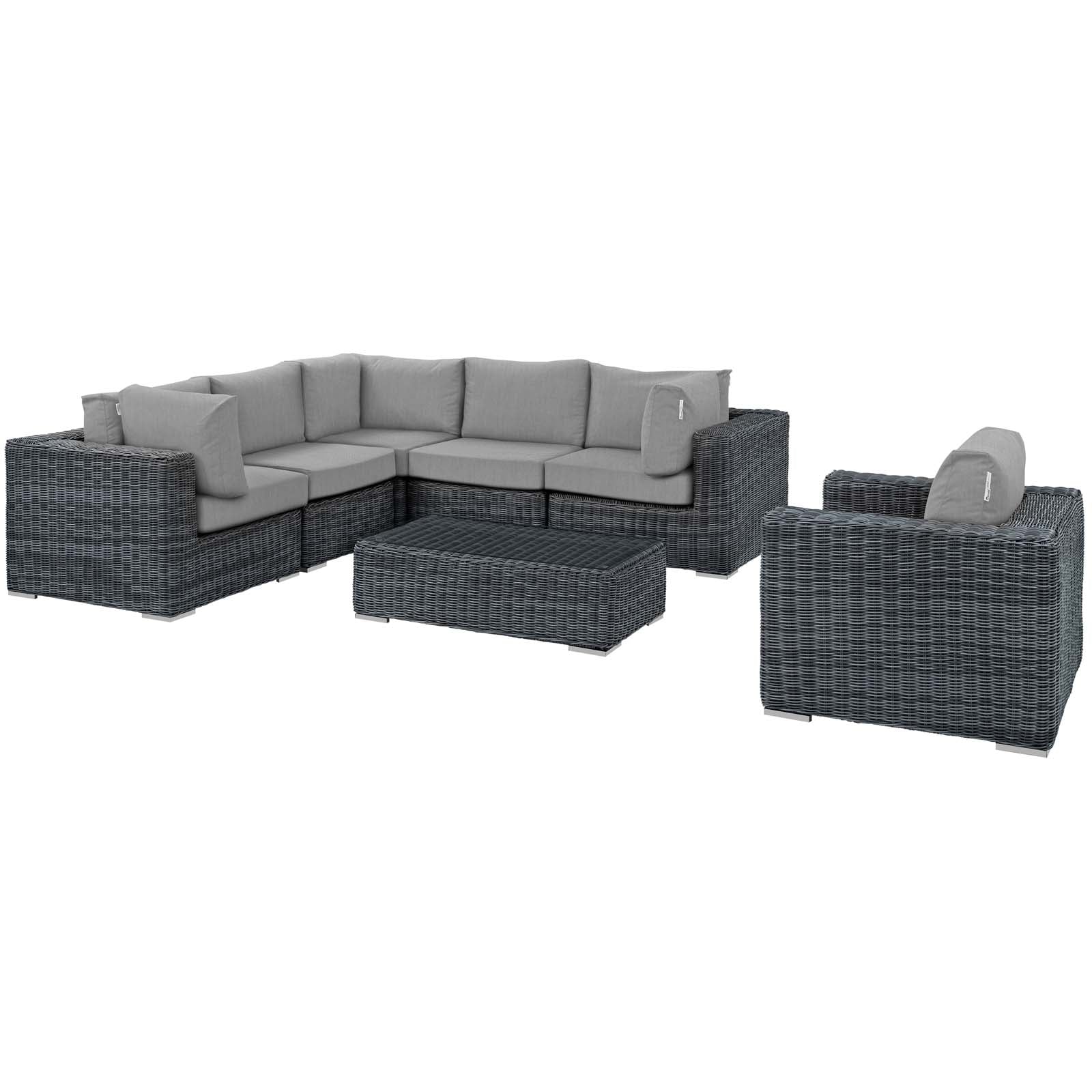 7-Piece Outdoor Wicker Patio Sectional Set with Sunbrella Fabric - Image 12