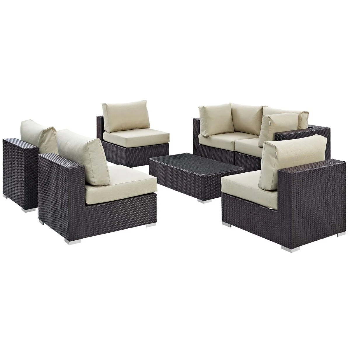 7-Piece Outdoor Woven Patio Sectional Set - Image 3