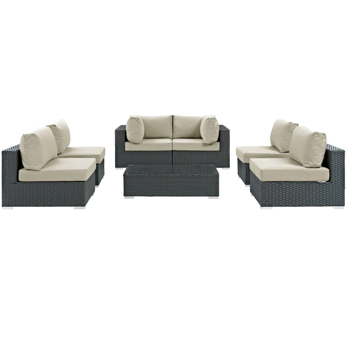 7-Piece Outdoor Woven Patio Sectional Set with Performance Cushions - Image 6